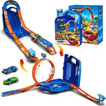 Conjunto de carros de brinquedo Race Track Zikhoobusik com 2 carros de corrida com armazenamento
