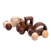 Conjunto de carros de brinquedo Wooden Rattle 3 peças Baby Skill Development