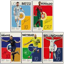 Conjunto de cartazes Sohcal Ronaldo, Messi, Mbappé, Neymar, Bellingham