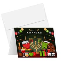 Conjunto de cartões comemorativos Happy Kwanzaa 10 cartões com envelopes