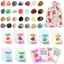 Conjunto de cartões de dia dos namorados com cristais de pedras preciosas naturais para crianças