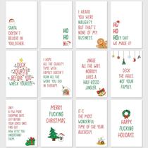 Conjunto de cartões de Natal Gevinna com 24, 12 desenhos humorísticos variados Conjunto de cartões de Natal Gevinna com 24, 12 desenhos humorísticos variados