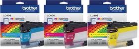 Conjunto de cartuchos de tinta Brother LC406CS, LC406MS, LC406YS 3 cores