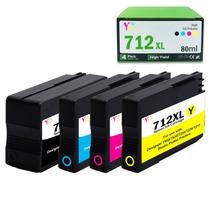 Conjunto de cartuchos de tinta YCDYHC 712XL preto ciano magenta amarelo, pacote com 4 Conjunto de cartuchos de tinta YCDYHC 712XL preto ciano magenta amarelo, pacote com 4