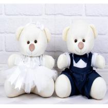CONJUNTO DE CASAL URSO TEDDE 12cm - PAJEM MARINHO E DAMINHA BRANCA PADRAO