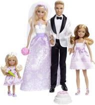 Conjunto de casamento Barbie Bride Groom Dolls Stacie Chelsea com Acc