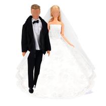 Conjunto de casamento BARWA Vestido de noiva branco com véu para bonecas de 11,5 polegadas Conjunto de casamento BARWA Vestido de noiva branco com véu para bonecas de 11,5 polegadas