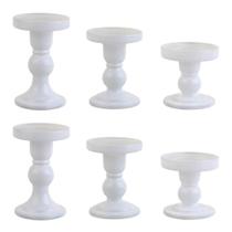 Conjunto de castiçais BTGLLAS White Glass, decoração de Natal de 6 peças