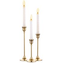 Conjunto de castiçais com decoração vintage em latão e ouro (3 unidades)