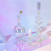 Conjunto de castiçais de vidro Rtteri, 3 peças coloridas e elegantes