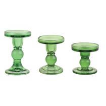 Conjunto de castiçais de vidro verde BTGLLAS de 3 peças