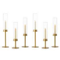 Conjunto de castiçais Hewory Gold Hurricane, 6 peças de latão Conjunto de castiçais Hewory Gold Hurricane, 6 peças de latão