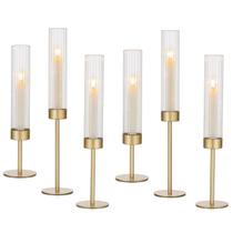 Conjunto de castiçais Hewory Gold Hurricane de 6, 37-48 cm