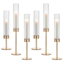 Conjunto de castiçais Hewory Gold Hurricane Glass (6)