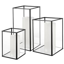 Conjunto de castiçais Phosphor Large Hurricane Black Glass 3 unidades