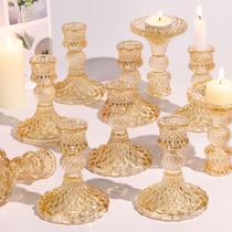 Conjunto de castiçais Simeitol Gold Glass Taper Set of 12