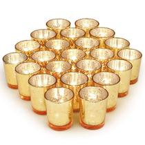 Conjunto de castiçais votivos Volens Gold Mercury Glass x72