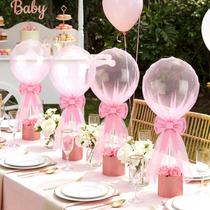 Conjunto de centro de mesa com balão rosa e laço para chá de bebê Heentan