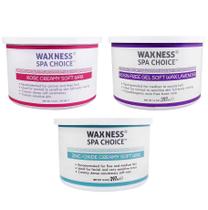 Conjunto de cera macia Waxness Spa Choice, pacote de 397 ml com 3 rosa, lavanda e óxido de zinco Conjunto de cera macia Waxness Spa Choice, pacote de 397 ml com 3 rosa, lavanda e óxido de zinco
