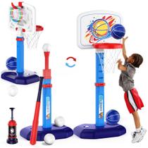 Conjunto de cesta de basquete e bola T + Ring Toss Game Kids 3+