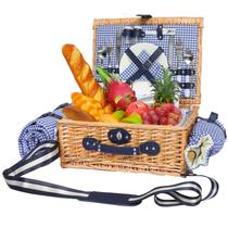 Conjunto de cesta de piquenique HYBDAMAI para 2 com cobertor e refrigerador 42x30x18cm