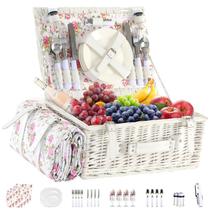 Conjunto de cesta de piquenique YPShuye para 4 pessoas com tapete impermeável Conjunto de cesta de piquenique YPShuye para 4 pessoas com tapete impermeável