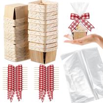 Conjunto de cesta de presente Kigley 24 de madeira vazia com sacos de celofane