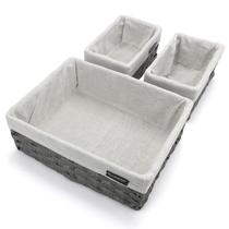 Conjunto de cestas de armazenamento Brookstone Wicker Shelf 3 peças Boho