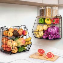 Conjunto de cestas de frutas Gracenal com tábua de corte de bambu, pacote com 2