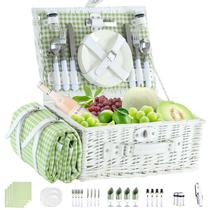 Conjunto de cestas de piquenique YPShuye para 4 pessoas com refrigerador isolado e tapete