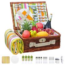Conjunto de cestas de piquenique YPShuye para 4 pessoas com saco isolante 42x30x18cm Conjunto de cestas de piquenique YPShuye para 4 pessoas com saco isolante 42x30x18cm