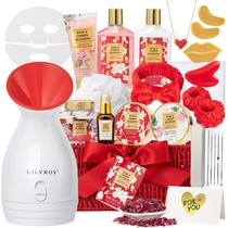 Conjunto de cestas de presentes de banho e corpo Lily Roy Rose Spa para mulheres Conjunto de cestas de presentes de banho e corpo Lily Roy Rose Spa para mulheres