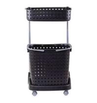 Conjunto de Cesto Duplo p/ Lavanderia c/ Rodinhas Viena