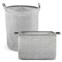 Conjunto De Cesto Para Roupa-brinquedo E Cesto Organizador Retangular Cinza - Bolinha