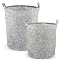 Conjunto De Cesto Para Roupa M E G Cinza - Bolinha