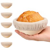 Conjunto de cestos à prova de pão Banneton, 6 Kikcoin, 13 cm de massa fermentada Conjunto de cestos à prova de pão Banneton, 6 Kikcoin, 13 cm de massa fermentada