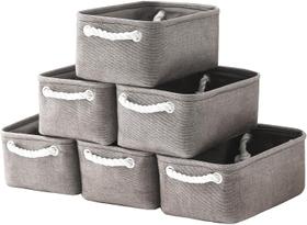 Conjunto de cestos de armazenamento TCAFMac Grey pacote com 6 Tecido pequeno de 30 x 20 x 13 cm Conjunto de cestos de armazenamento TCAFMac Grey pacote com 6 Tecido pequeno de 30 x 20 x 13 cm