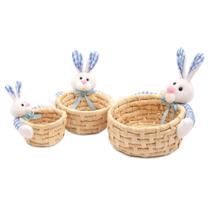 Conjunto de Cestos de Páscoa Coelho 3 Peças - 10, 14 e 18 cm