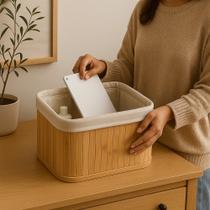 Conjunto de Cestos Organizadores em Bambu Organização com Design Moderno, Natural e Sofisticado Conjunto de Cestos Organizadores em Bambu Organização com Design Moderno, Natural e Sofisticado