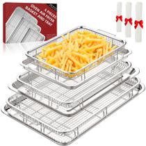 Conjunto de cestos para fritadeira DEGOVIN em aço inoxidável com pergaminho Conjunto de cestos para fritadeira DEGOVIN em aço inoxidável com pergaminho