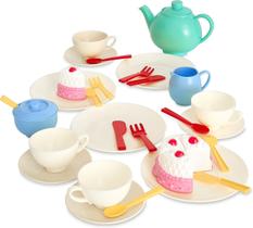 Conjunto de chá Casdon, conjunto de brinquedos coloridos de 36 peças para crianças a partir de 3 anos