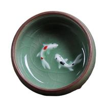 Conjunto De Chá Chinês Com Xícaras De Porcelana Celadon Golden Fish De 60ml, Delicadas Xícaras De Conjunto De Chá Chinês Com Xícaras De Porcelana Celadon Golden Fish De 60ml, Delicadas Xícaras De