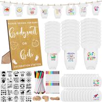 Conjunto de chá de bebê Pydeeirom 201 unidades com babador e macacão branco Conjunto de chá de bebê Pydeeirom 201 unidades com babador e macacão branco