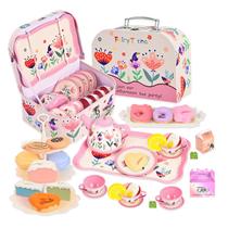 Conjunto de Chá de Brincar Fairy Toona 39 Peças Presente para Faz de Conta Conjunto de Chá de Brincar Fairy Toona 39 Peças Presente para Faz de Conta