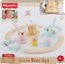 Conjunto de chá de brinquedo Fisher-Price Wood de 12 peças para crianças de 3 anos ou mais
