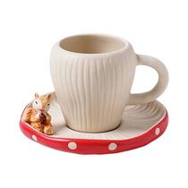 Conjunto De Chá De Cerâmica Cogumelo Vermelho Floral Bule Chaleira Copo Pires Kit Para Casa Cozinha