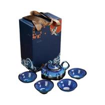 Conjunto De Chá De Cerâmica De Ouro Aluvial Jun Kiln, Conjunto De Chá Kung Fu, Utensílios De Chá