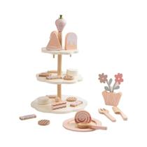 Conjunto De Chá De Madeira Para Crianças Com Suporte Para Cupcakes, Brinquedo De Faz De Conta,