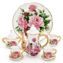 Conjunto de chá de porcelana em miniatura Odoria, escala 1/6, Dollhouse, 8 unidades