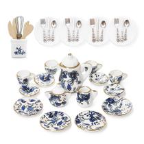 Conjunto de chá de porcelana em miniatura, pratos e talheres Odoria Conjunto de chá de porcelana em miniatura, pratos e talheres Odoria